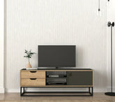 Atlanta Essence Unité TV bois et acier 150cm vue frontale - LeBoMeuble
